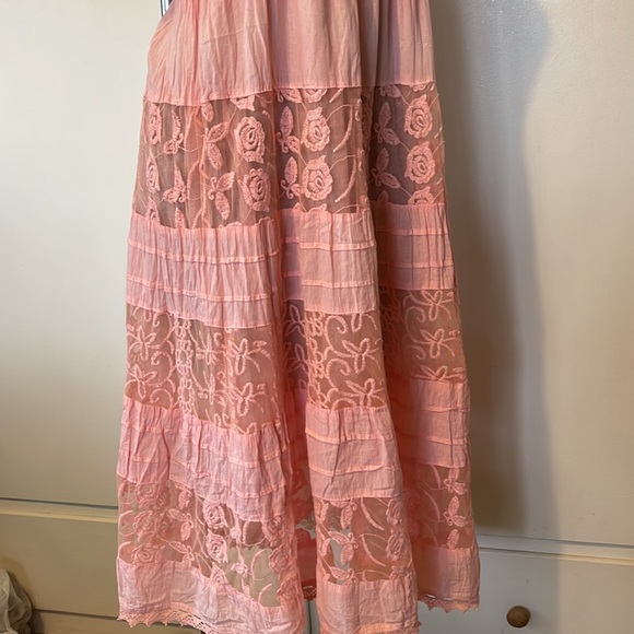 ROYAL MODA. Peach 🍑 color Embroidered, lace, buttons, Womens DRESS  size XL - Picture 2 of 16
